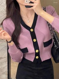 Women's Knits Women Clothing Knitwear Cropped Cardigan Coat V-neck Tunic Fashion Sueter Mujer Korean Casual Knitted Sweater Pull Femme