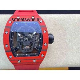 Automatic Mechanical Watches Men Men's Top Rm52-01 Quality Date Barrel Mechanical Real Tourbillon Skull