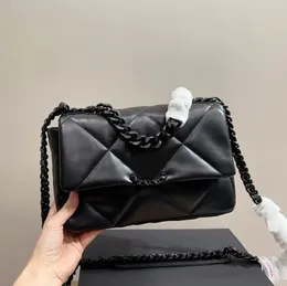 Designer Women Medium Panda Shoulder Bag 19 Series Black Hardware Matelasse Chain Quilted Leather 26x18cm Metal Handle Two-tone Stylish Cross Body Handbag Purse