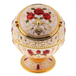 Zinc Alloy Jewellery Box With Lid Windproof Ashtray Vintage Flower Embossed Jewellery Box Trinket Case Jewellery Storage Home Decor MX20244S