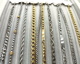 Bracelets 10pcs Man Women Silver Plate Gold Plate 316L Stainless Steel Wedding Bracelet Bangle Wholesale Jewellery