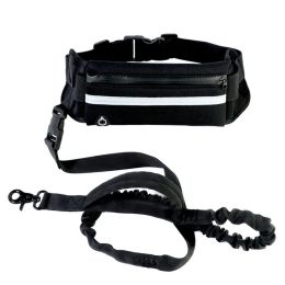 Carrier Dog Traction Rope Free hands Dog Leash with Waist Bag Pull Dog Running Retractable ElasticBelt Reflective Harnesses Dog Supplies