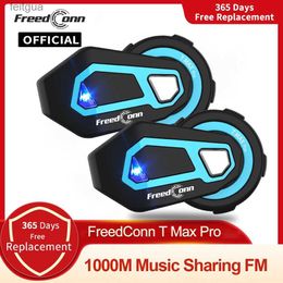 Walkie Talkie Freedconn T Max Pro Motorcycle Intercom Bluetooth Helmet Headset 6 Riders BT 5.0 1200M FM Motor Interphone Communicator Earphone YQ240130