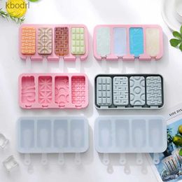 Ice Cream Tools 4 Cavities Simple Silicone Mould With Lid Popsicle Cube Tray Homemade Cheese Sticks Gifts Kitchen Accessories YQ240130