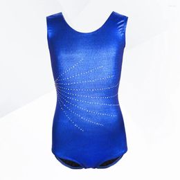 Running Sets Metallic Lustre Ballet Leotard Sleeveless Gymnastics Suit Dance Practise Bodysuit For Kids Girls (Dark Blue 5-6Y)