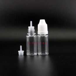 PET 10ML Plastic Dropper Bottles 100 Pcs/Lot With Child Proof Safety Caps and Nipples Highly transparent Can Squeeze have rainbow caps Smxh