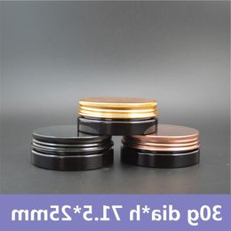 50pcs/lot 30g All Black Light-proof Dark Shiny Low Profile Thick Wall PET Wax Jars Wide Mouth Canning Jar Lids Ssajg