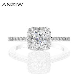 Necklace ANZIW Sterling Silver Round Cut Created SONA Diamond Classic Engagement Ring For Women Jewellery Gifts
