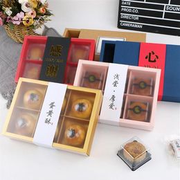 Gift Wrap 100Pcs Cake Drawer Kraft Paper Packing Box Transparent Window Boxes DIY Handmade Mooncake329e