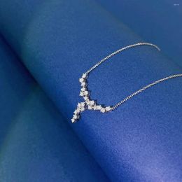 Chains YM2024 Diamonds 0.38ct Nature White Necklace Solid 18K Gold For Women Fine Holidays' Presents