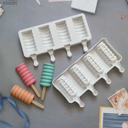 Ice Cream Tools DIY Popsicle Silicone Mold 4 Cavity Molds Reusable Food Grade Homemade Stick Mould Ice-lolly YQ240130