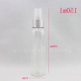 150ml x 40 transparent round spray bottle with pump , empty clear plastic bottle mist sprayer , refillable cosmetic packaging Xdufb