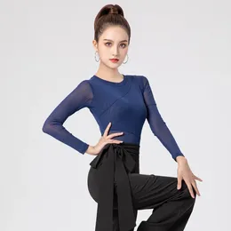 Stage Wear Latin Dance Dress Coat Female Adult National Standard Modern Conjoined Professional Body Training Top