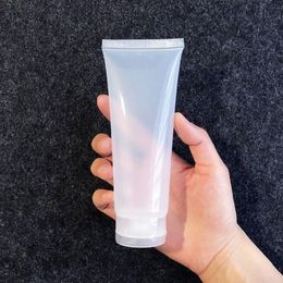 48pcs 120g Empty Clear Soft Refillable Plastic Lotion Tubes Squeeze Cosmetic Packaging, Cream Tube Flip Lids Bottle Container Mtfum