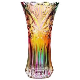 Flower Vase Crystal Glass Rainbow Decorative Plant Container Pot Xmas Fall Christmas Dinner Table Decor Vases3034