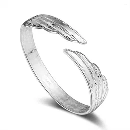 Bangle Sterling Silver Colour Open Peacock Tail Charm Bracelets For Women Hand Chain Link Orignal Fashion Jewellery