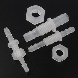 100pcs 3-8mm M6-M10 PP Thread PP Straight Connectors Hex Nut Aquarium Tank Air Pump Fittings Drinking Water Hose Pagoda Joints 201296H