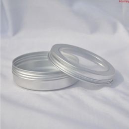 100g 100ML Silver Empty Aluminium Tin Cans Bottle with Window Lids Skylight Cosmetic Box Cream Tea Round Jarhigh qualtity Txqel