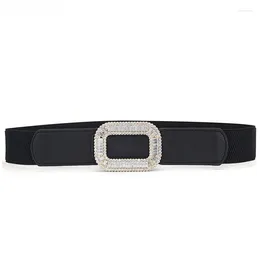 Belts Belt Women Designer Simple PU Leather Luxury Rhinestone Wide Women's Waistband
