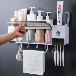 Multifunctional Bathroom Toothbrush Holder Set With Cups and Automatic toothpaste Dispenser Wall Mounted Electric Toothbrush Stora288w