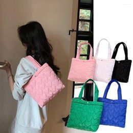 Shopping Bags Fashion Heart Quilted Tote Bag Solid Color Large Capacity Handbag Ladies Shoulder Travel Storage Satchel