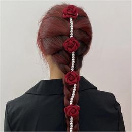 Party Supplies Camellia Hairpin Floral Hair Clip Rose Flower Studded Pearls For Women Girls Holiday Jewellery Accessories