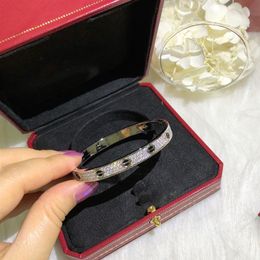 Black Agate Bangle C Designer Classic 18K Gold Au 750 bracelet White Gold Sizes 16-17 with box247M