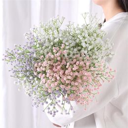 Decorative Flowers & Wreaths 5PCS 63CM White Babys Breath Artificial Gypsophila Plastic Fake Bouquet For Wedding Home El Party Dec223D
