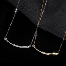 Necklace Hot Sale 925 Sterling Silver AAA Zircon Diamond Smile Necklaces Simple Design Fashion Women Jewelry Wedding Party Gift