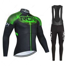 Men's Tracksuits RCN Team Spring 2023 Long Seve Cycling Jersey Set MTB Bike Clothing Uniform Mens Thermal Fece Bicyc Maillot Ropa CiclismoH2413078