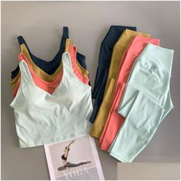 Yoga Outfit Ll Topaddpants Womens Tight Sets Sports Vest Jum Leggings Sweatpants Gym Resistance Strength Training Sportswear Running S Othrf