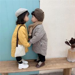 Down Coat Children' Long Cotton Jacket Winter Korean Version Boys And Girls Thickened Quilted Warm Comfortable