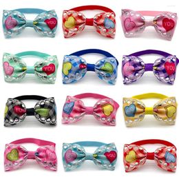 Dog Apparel Cute Valentine's Day Small Love Heart Style Bow Ties Shiny Pet Accessories Dogs Cat Collar Neckties Grooming Supplies