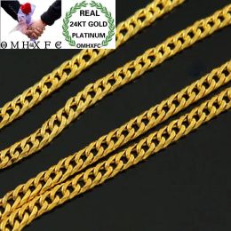 Necklaces MHXFC Wholesale European Fashion Man Male Party Wedding Gift Long 47cm Wide 3mm Flat Figaro Real 24KT Gold Chain Necklace NL70