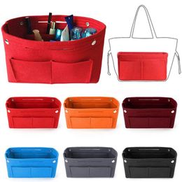 Fashion Felt Make Up Bag Multi-Pocket Large-Capacity Tote Women Insert Handbag Purse Travel Organiser Makeup Cosmetic Bags239M