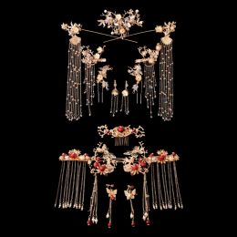 Jewellery 1 Set Bride Retro Chinese Style Hair Ornaments Tassel Han Clothing Accessories Women Wedding Headdress Earrings Set