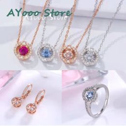 Necklace Fashion Jewellery Set Charm Original 1:1 Women's Ring Beating Heartshaped Women's Earrings Necklace Bracelet Romantic Gift