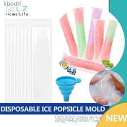 Ice Cream Tools Disposable Popsicle Bag Pop Mould Bags Sticks Freezer Tubes with Silicone Funnel Transparent DIY YQ240130