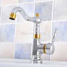Bathroom Sink Faucets Basin Polished Chrome Gold Brass Vessel Faucet Water Tap Single Handle Cold And Tsf802