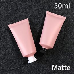 50ml Matte Pink Plastic Cream Bottle 50g Empty Cosmetic Squeeze Soft Tube Frost Facial Lotion Package 30pcs T2008192339