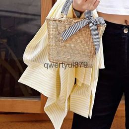 Shoulder Bags Straw bag female 2020 simple soulder andbag ceckered bow Crossbody Komori women small fres wovenqwertyui879