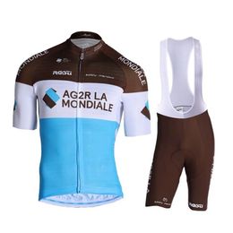 2019 AG2R LA MONDIALE Maglia da ciclismo Maillot Ciclismo Manica corta e pantaloncini con bretelle da ciclismo Kit da ciclismo Cinturino bicicletas O191217033484