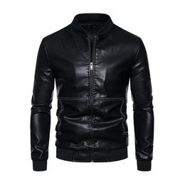 Mens Leather Jacket Trend Slim jacket Motorbike 240125