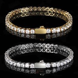 Mm Customised Gold Plated Brass Spring Bucle Tennis Chain Zircon Hip Hop Mens Bracelet Bracelet Designer Men