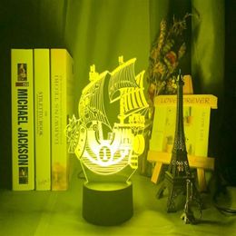 Anime ONE PIECE Thousand Sunny Ship Model Kids Night Light for Bedroom Decor Light Cool Gift for Child Study Room Table Lamp 3d287J