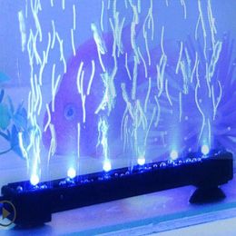 16-55CM Aquarium Fish Tank LED Bubble Lights Diving Light Colorful Waterproof Strip Light Lamp air pump EU US Plug320y