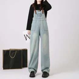 Women's Jeans Light Blue Y2k Baggy Overalls Fashion Dungarees Denim Romper Jumpsuit Loose Trousers Female Bottoms Streetwear