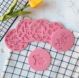 Baking Moulds Acrylic Happy Easter Egg Bunny Cookie Mold Rabbit Stamp Embossed Cutter Cupcake Fondant Decoration Tools Accessories