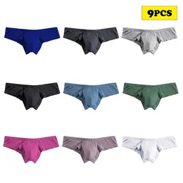 Underpants 9PCS Men Sexy Bikini Underwear Modal Solid Jockstrap Shorts Briefs Lingerie Man Brief AD7502