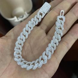 Chains Meisidian 6 - 24 Inches 10mm Width S925 Cuban Chain Full Out VVS D Moissanite Diamonds1949